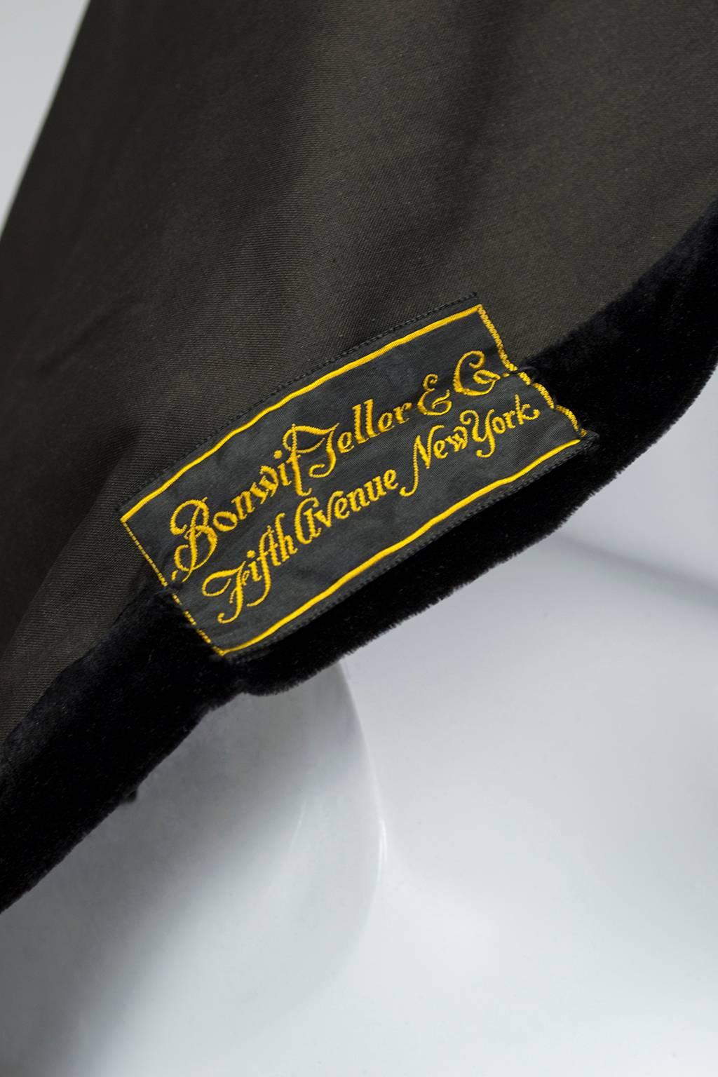 Robe de jour Art déco en velours noir Bonwit TELLER Modesty Ladies' Maid - S, 1930s en vente 5
