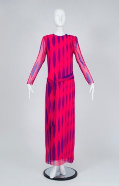 Hanae Mori Fuchsia und Lila Pop Art Säulenkleid - Medium, 1980er Jahre