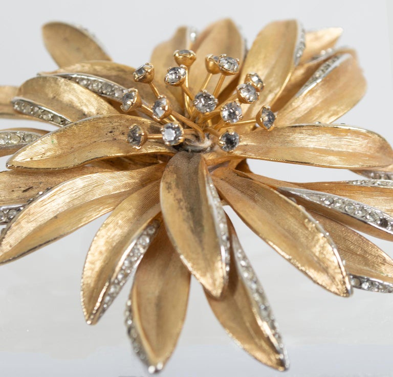 Signed Kramer Oversize Chrysanthemum Brooch, 1950s at 1stDibs