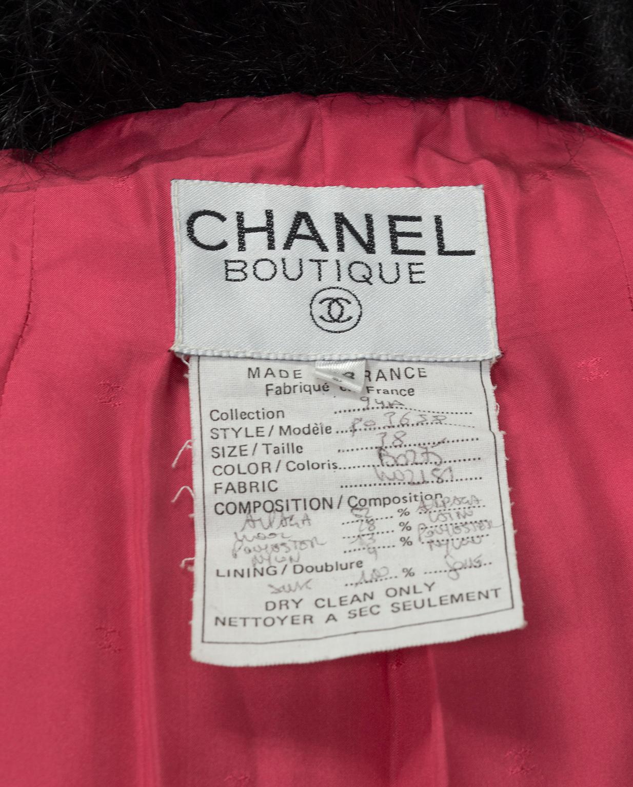 Chanel Fuchsia Faux Fur Runway Suit as Worn by Helena Christiansen - XS, 1994 7