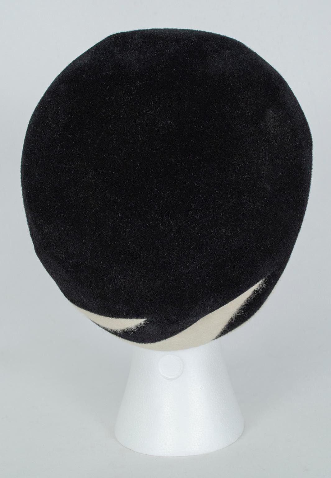 Gray Schiaparelli Surrealist Zebra Pillbox Turban Hat, 1960s