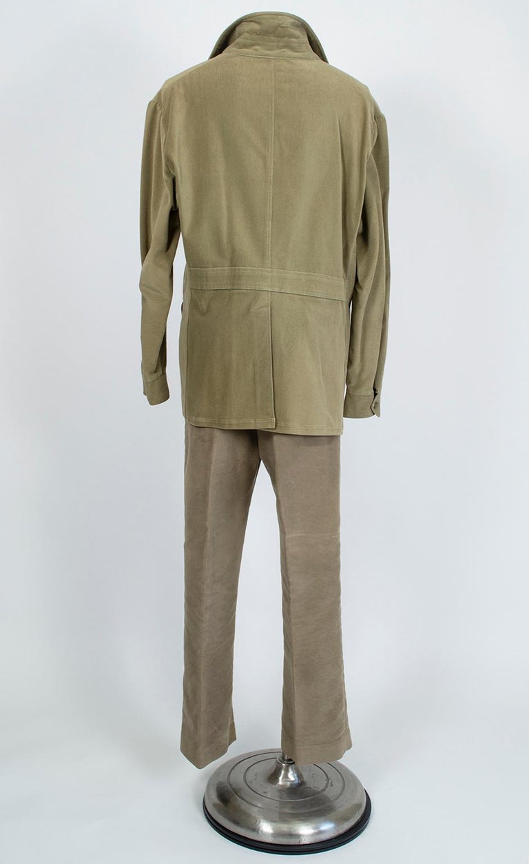 Men's British Khaki Moleskin Norfolk Hunting Jacket and Trouser
