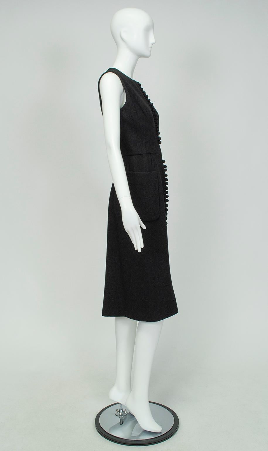 Black Geoffrey Beene Patch Pocket Column Sheath Dress, 1973