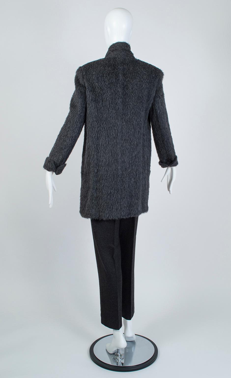 Noir Donna Karan - Costume pantalon ours en cachemire et alpaga gris anthracite - Taille M, 1990 en vente