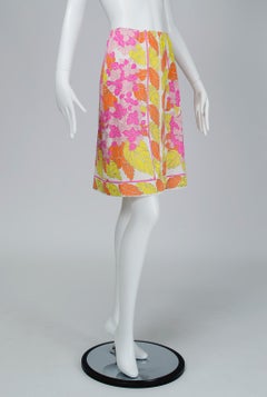 Emilio Pucci Formfit Rogers Orange Palette Floral Print Skirt Slip - M, 1960s