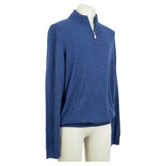 New *Large Size* Men's Neiman Marcus Blue Cashmere Half-Zip Sweater - XXL, 2019