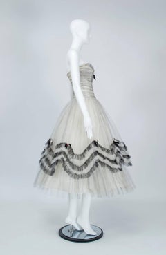 Parlsienne Coquette New Look Strapless Black White Tulle Party Dress - S, 1950s