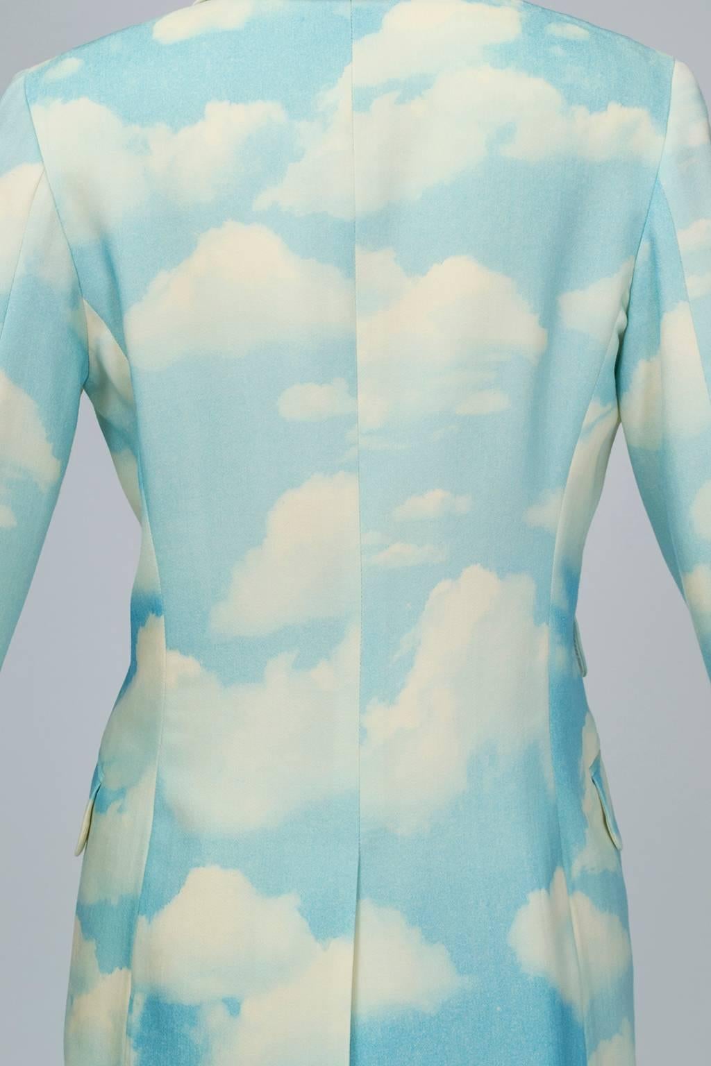Moschino René Magritte Cloudy Sky Surrealism Blazer, 1992 In Good Condition In Tucson, AZ