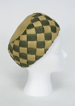 Christian Dior Chapeaux Woven Checkerboard Pillbox Hat, 1960s