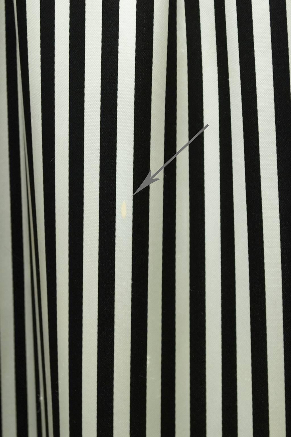 Black White Stripe Velvet and Satin Gondolier Gown with Dangling Gems - S, 1960s For Sale 3