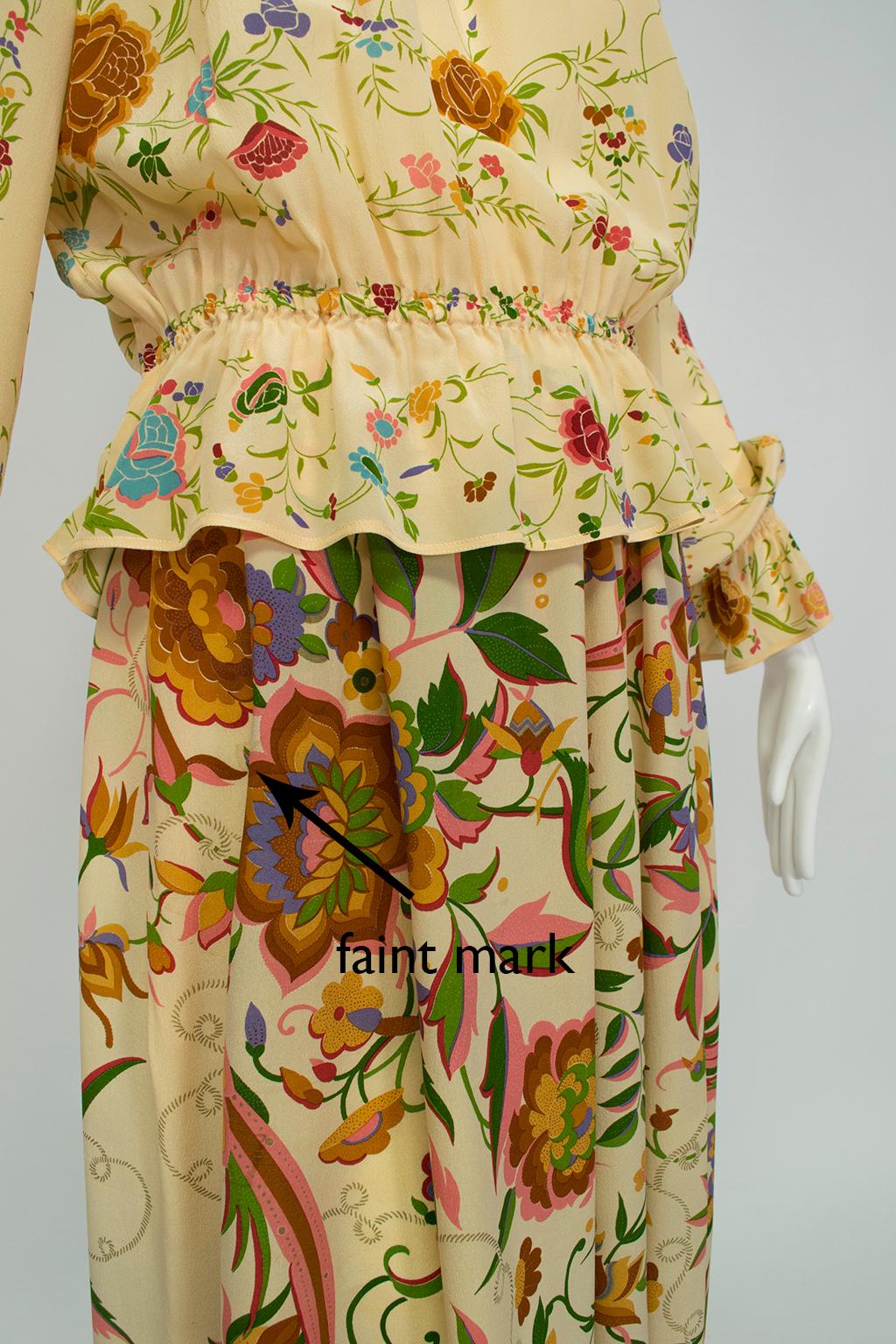 Deanna Littell French Provincial Floral Peasant Blouse and Midi Skirt - M, 1970s 2