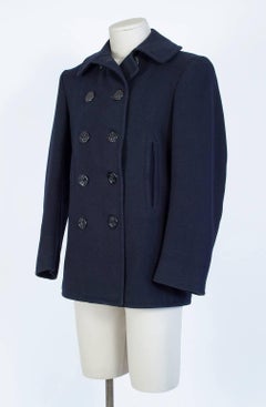 WWII US Navy Military-Issue Kersey Wool Pea Coat - US 36-38 / Men's Small, 1940s