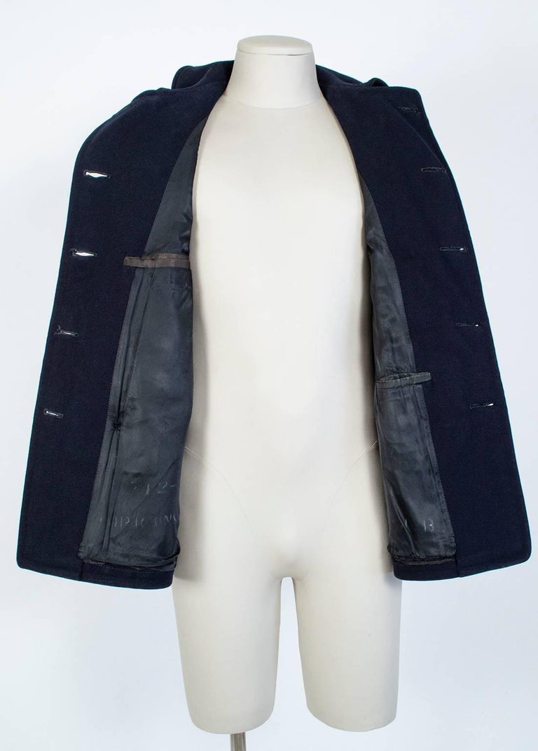WWII US Navy Military-Issue Kersey Wool Pea Coat, 1940s For Sale at 1stdibs