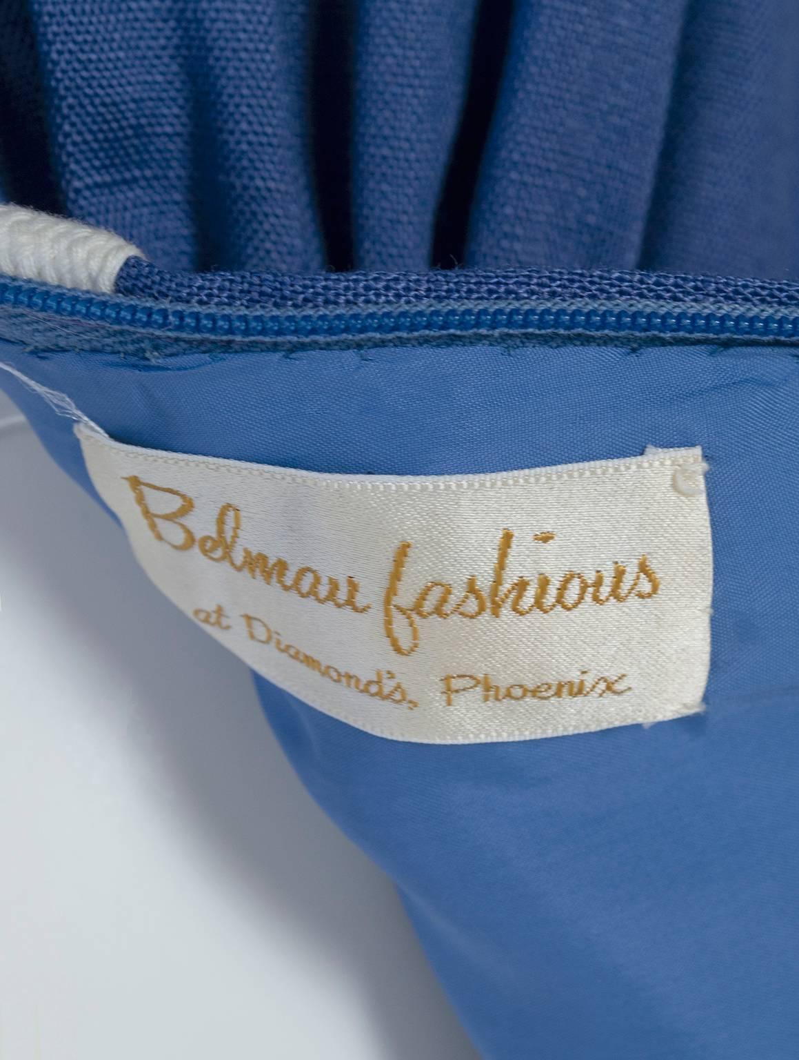 Mini abito grembiule e sciarpa Teal Traina French Blue Racer Back - XS, anni '60 in vendita 9