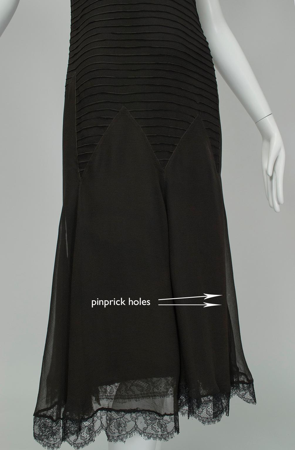 Embroidered Drop Waist Trumpet Dress with Pintuck Illusion Bodice, 1920s 7
