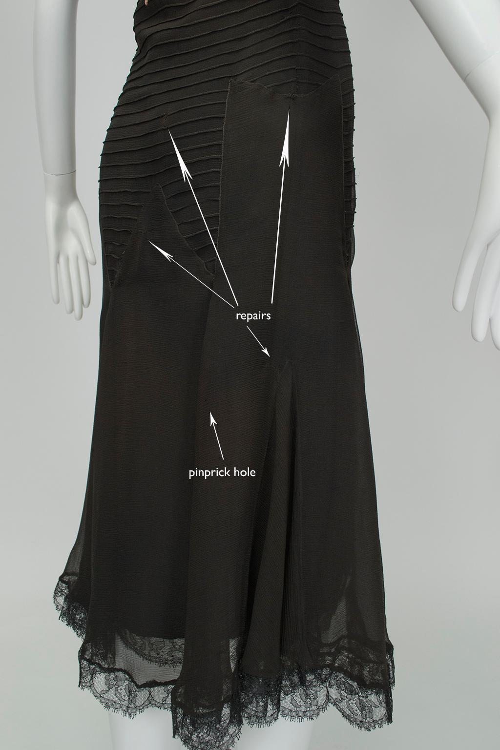 Embroidered Drop Waist Trumpet Dress with Pintuck Illusion Bodice, 1920s 8