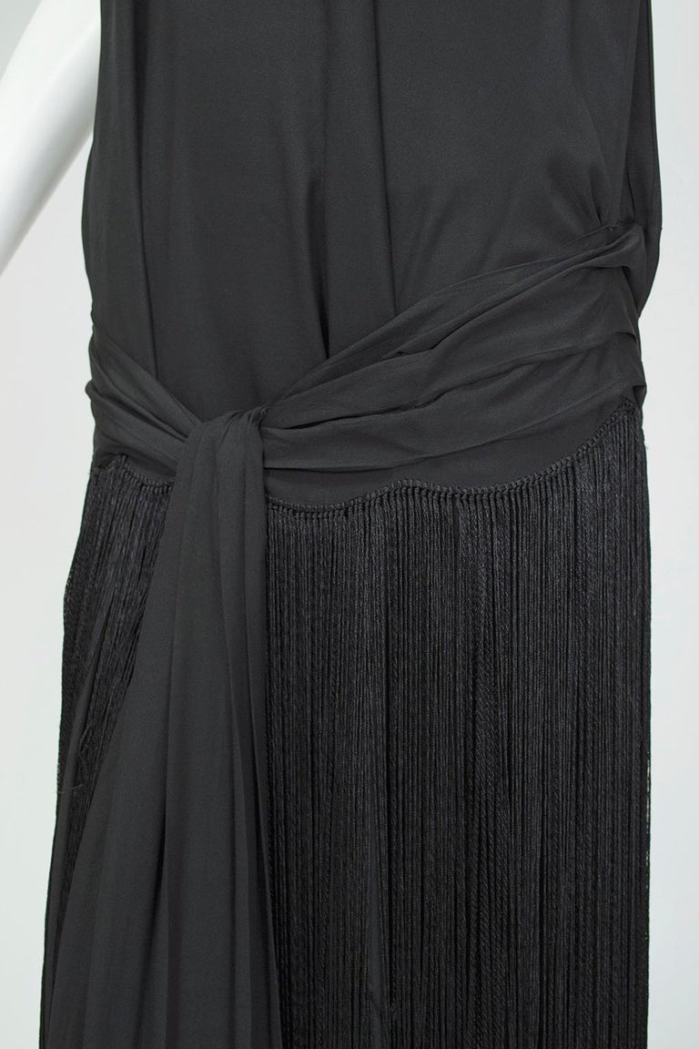 Black *Large Size* Jazz Baby Backless Fringed Wrapping Flapper Dress- M ...