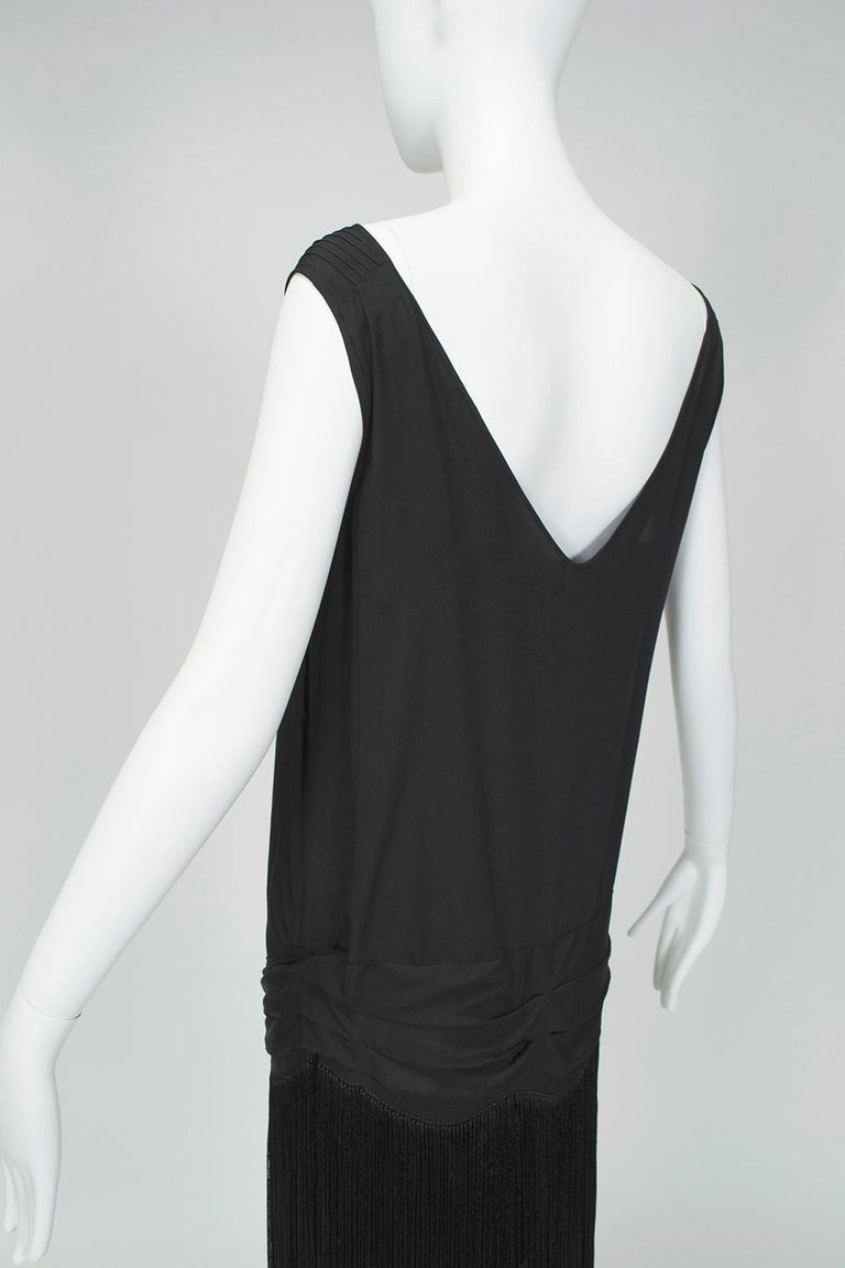 Black *Large Size* Jazz Baby Backless Fringed Wrapping Flapper Dress M