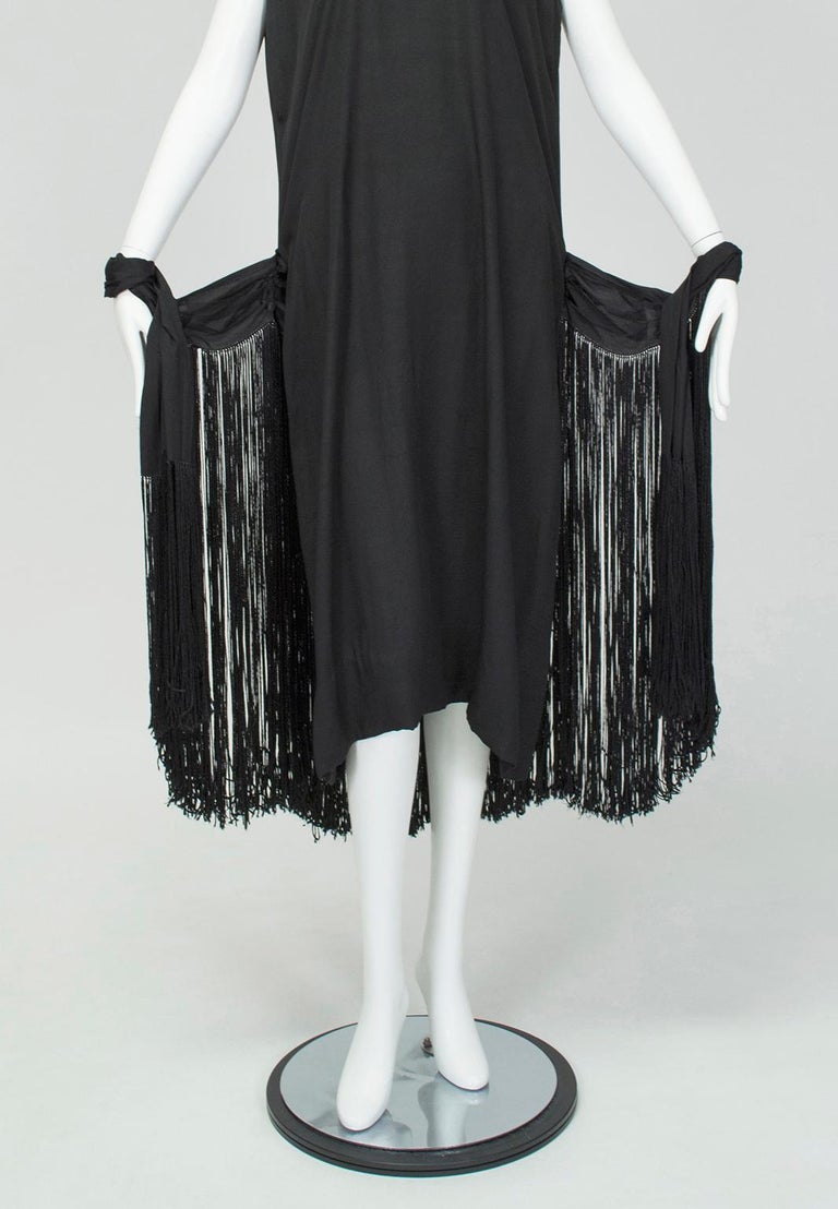 Black *large Size* Jazz Baby Backless Fringed Wrapping Flapper Dress- M-l, 1920s