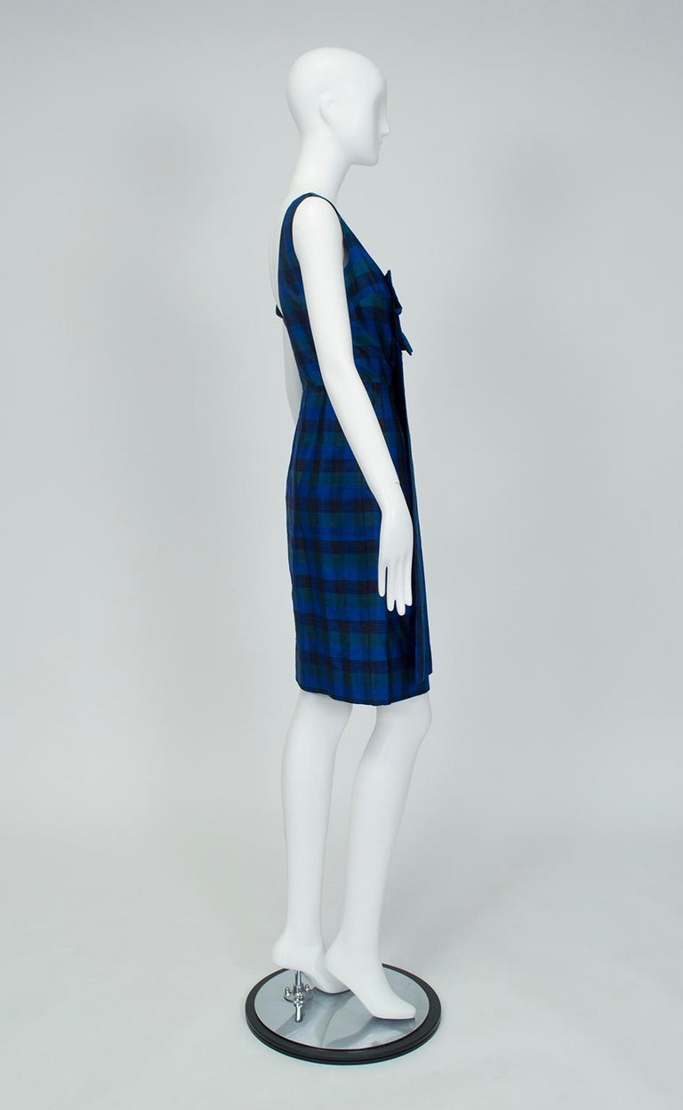 Cobalt Plaid Thai Silk Pixie Cocktail Dress with Panel Bow, Saigon - S-M,  1960s For Sale at 1stDibs | thai silk by plai chan silk, plaichan, saigon  bow