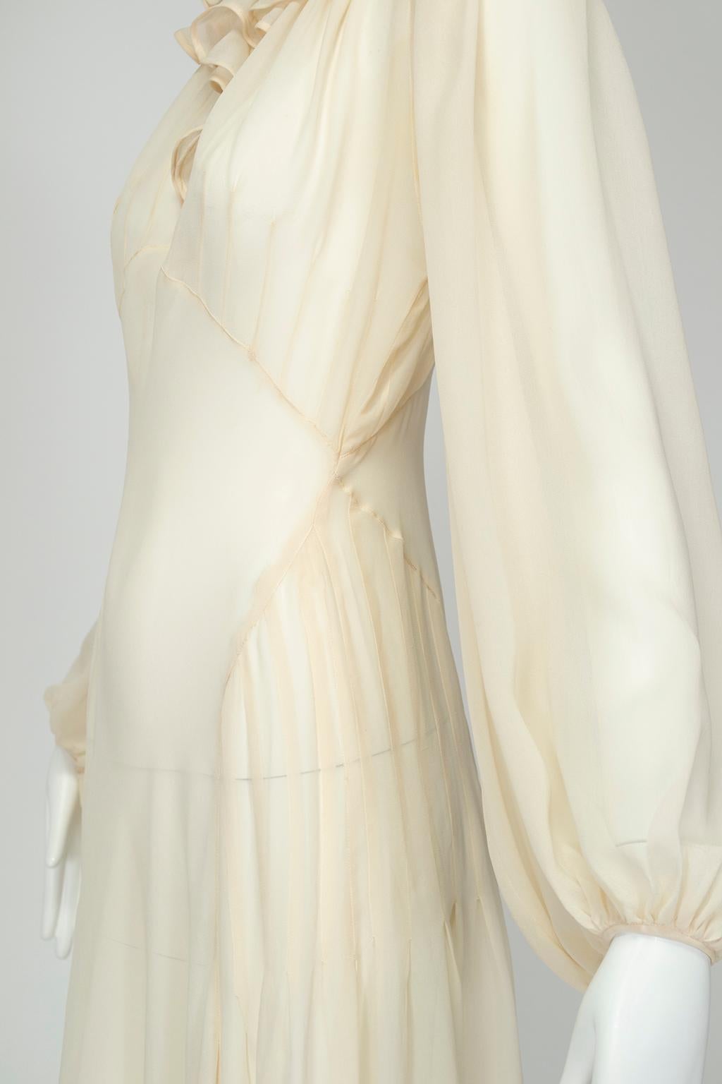 Haute Couture Cream Medieval Cathedral Train Wedding Gown - Small, 1930s 3
