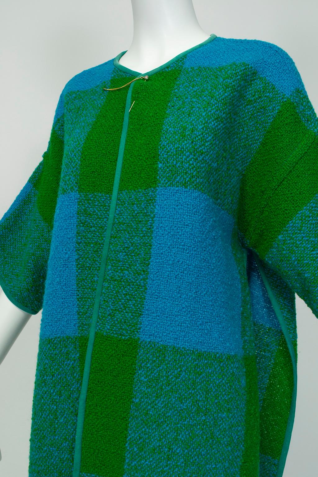Bonnie Cashin Plaid Bouclé Blanket Coat, 1960s 1