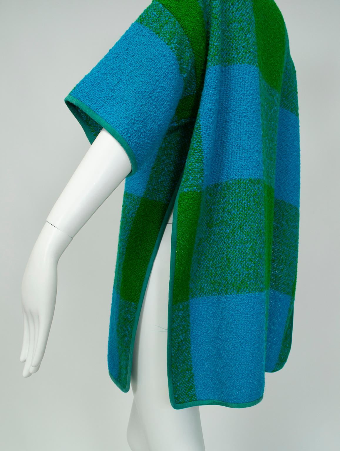 Bonnie Cashin Plaid Bouclé Blanket Coat, 1960s 4
