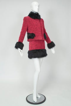 Chanel Fuchsia Faux Fur Runway Suit as Worn by Helena Christiansen - XS, 1994