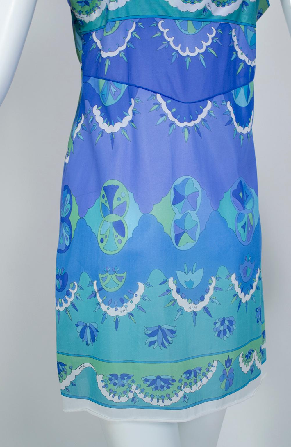 Emilio Pucci Formfit Rogers Blue Palette Negligée Slip Mini Dress - Small, 1960s 6