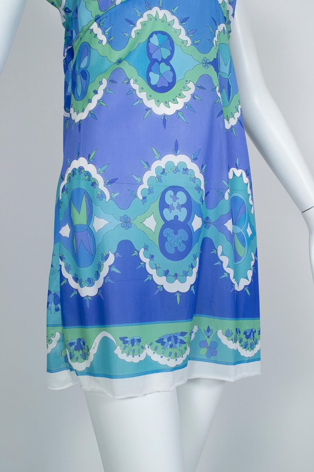 Emilio Pucci Formfit Rogers Blue Palette Negligée Slip Mini Dress - Small, 1960s 5