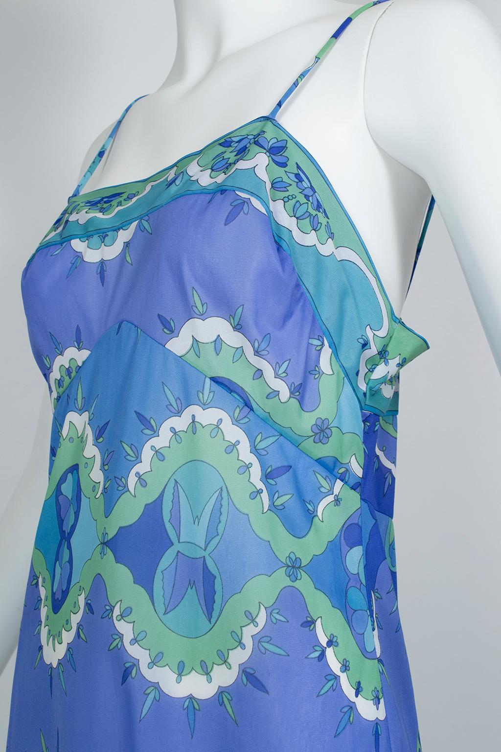 Emilio Pucci Formfit Rogers Blue Palette Negligée Slip Mini Dress - Small, 1960s 1