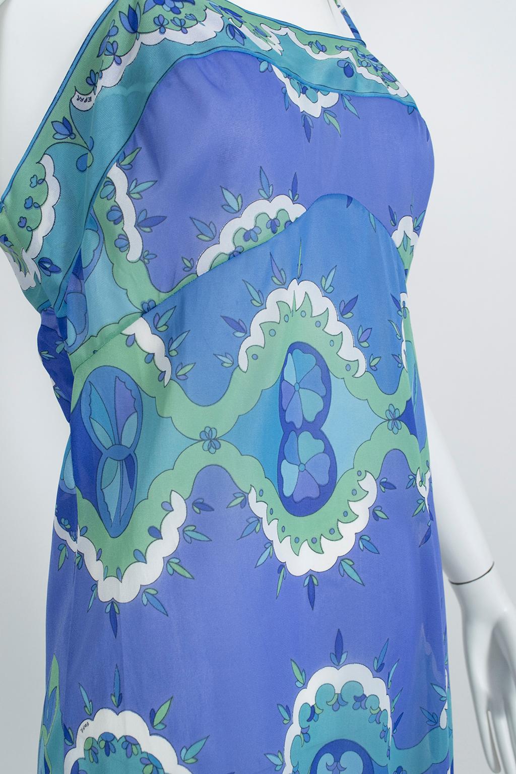 Emilio Pucci Formfit Rogers Blue Palette Negligée Slip Mini Dress - Small, 1960s 4