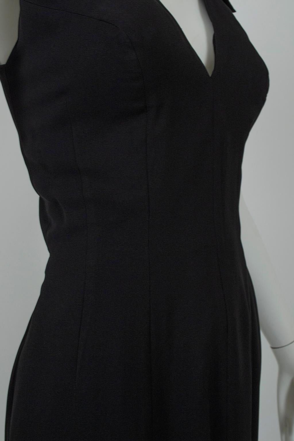 Luis Estévez Black *Larger Size* Knotted Shoulder Plunge-Front Dress - M-L, 1957 For Sale 3
