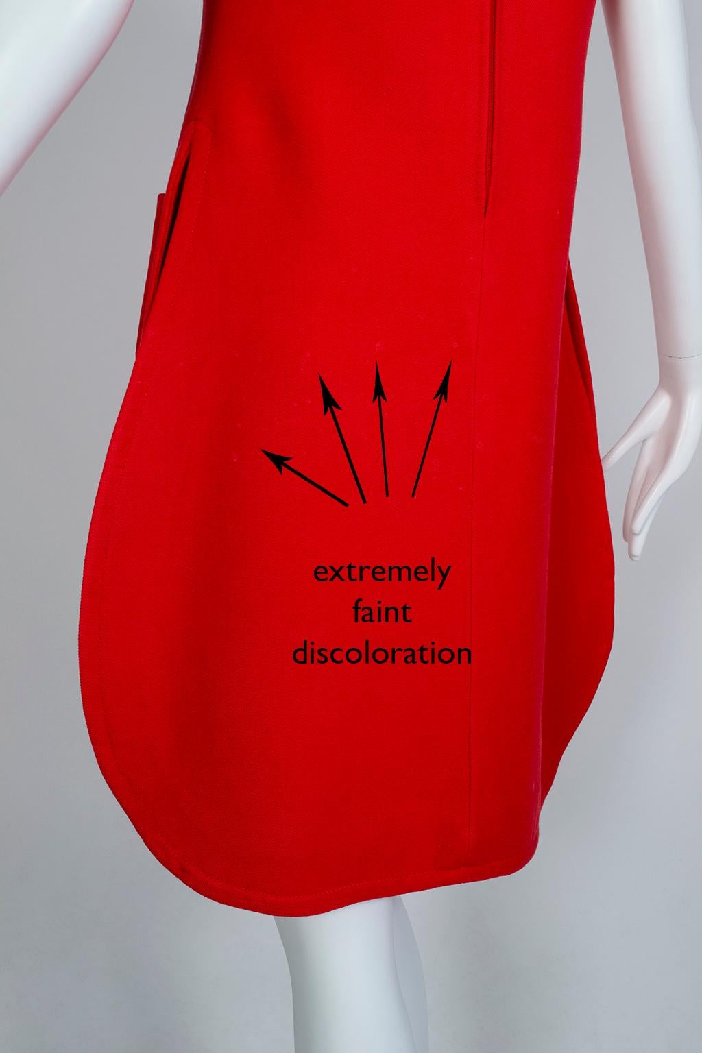 Red Space-Age Pierre Cardin Prototype Cutout Tabard Dress w Provenance-S-M, 1969 7