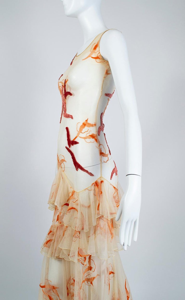 Tiered Flock of Seagulls Ruffle Dress, late 1920s For Sale at 1stdibs