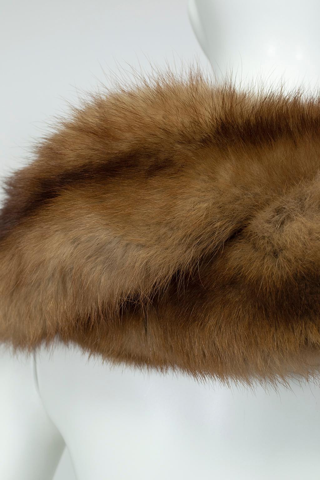 Women's Cognac Ombré Braided Fox Fur Shoulder Cowl Stole - O/S, 1950s For Sale