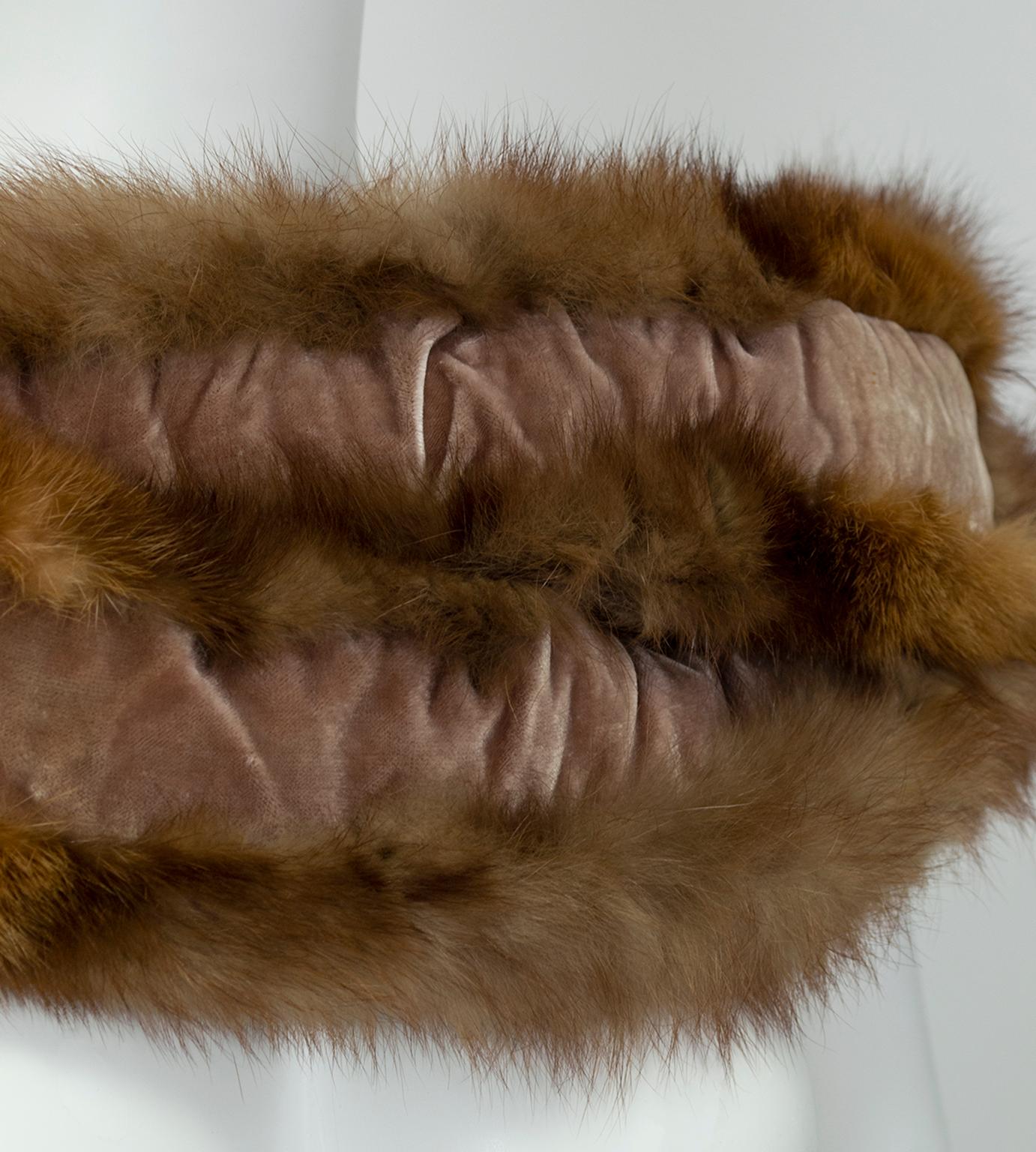 Cognac Ombré Braided Fox Fur Shoulder Cowl Stole - O/S, 1950s For Sale 1