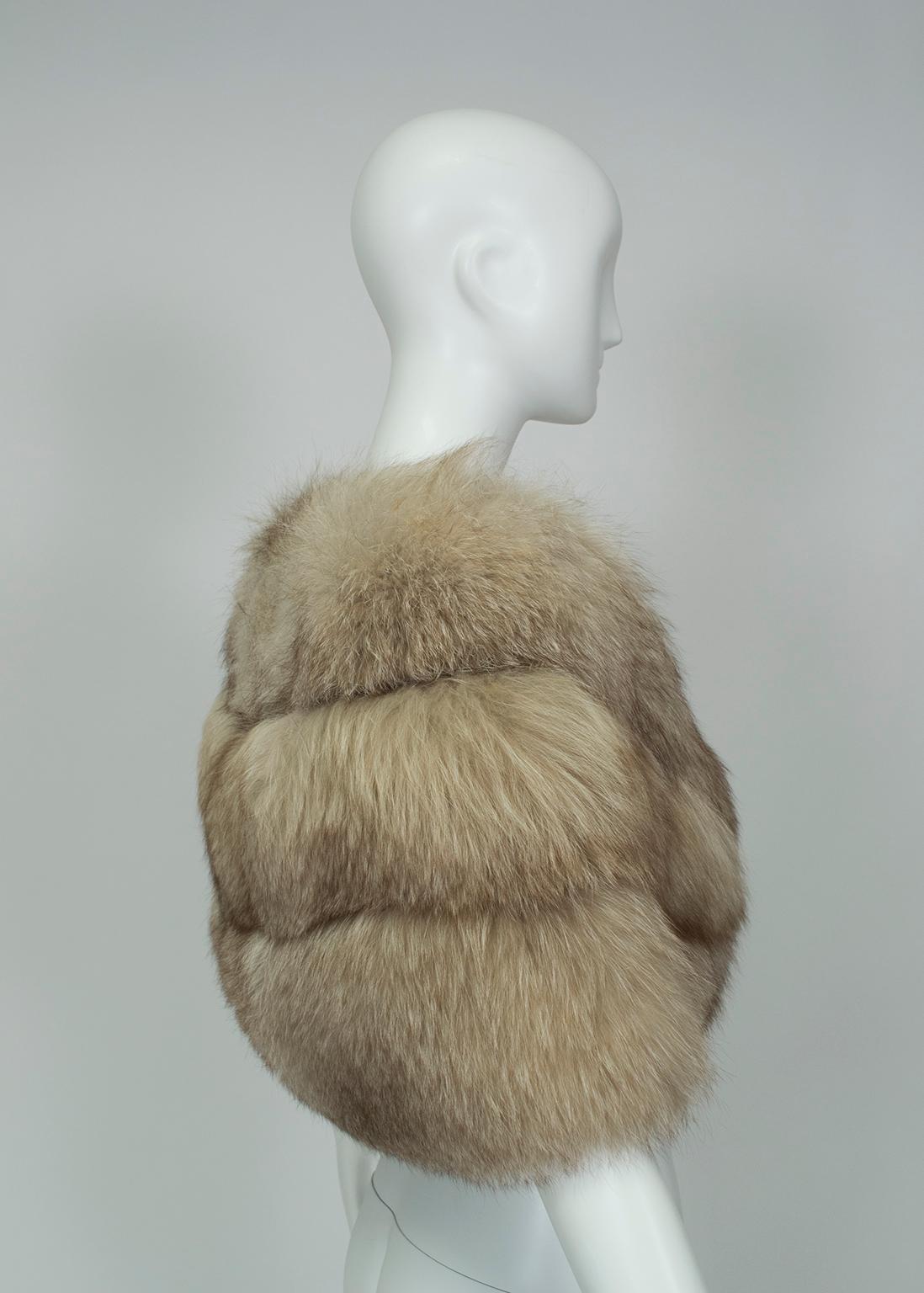 Brown Plunging Taupe Fox Stole with Horizontal Pelts, 1950s