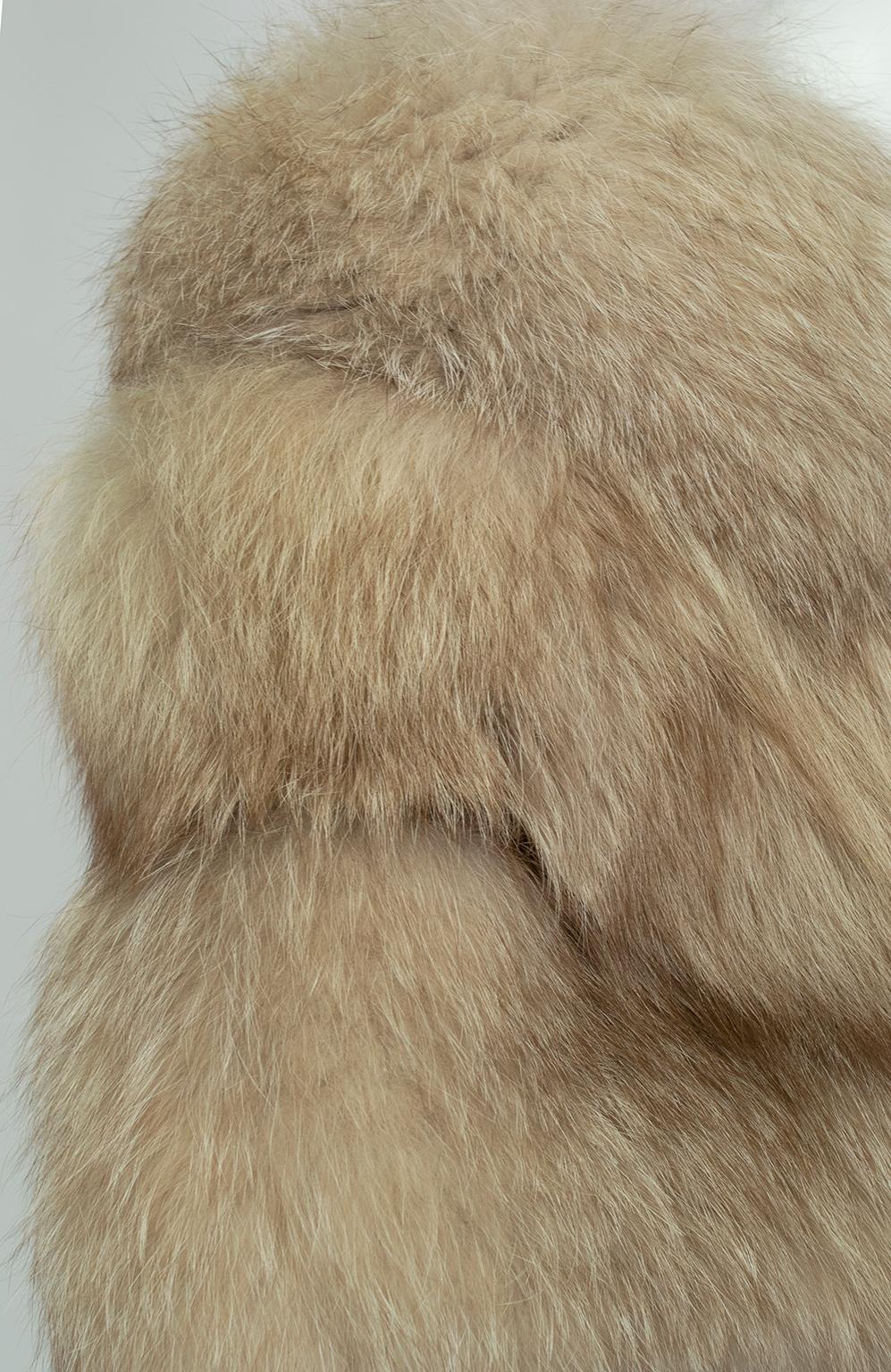 Plunging Taupe Fox Stole with Horizontal Pelts, 1950s 1