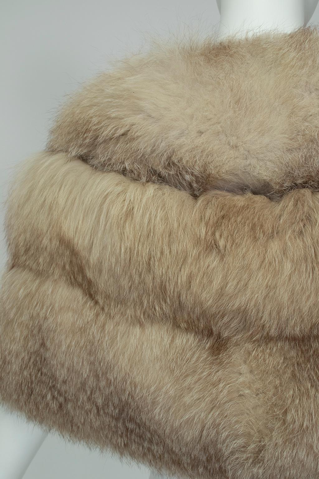Plunging Taupe Fox Stole with Horizontal Pelts, 1950s 2