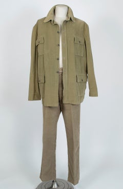 Men’s British Khaki Moleskin Norfolk Hunting Jacket and Trouser Set - XL, 1960s