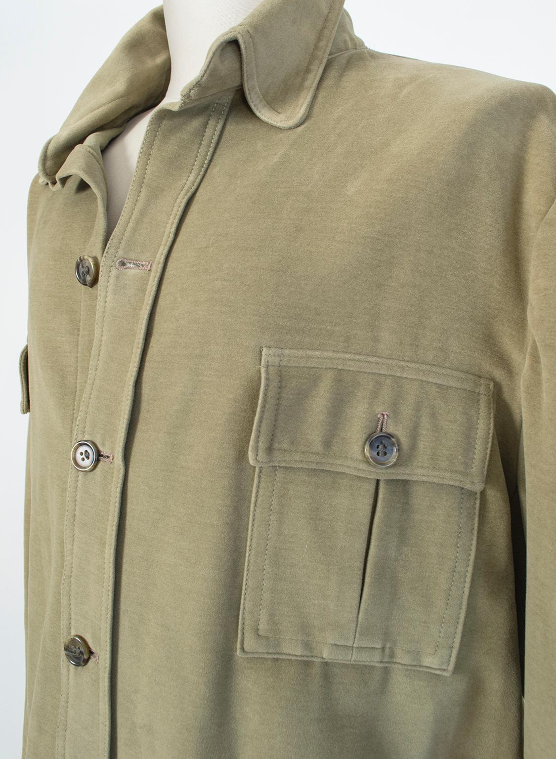 Men’s British Khaki Moleskin Norfolk Hunting Jacket and Trouser Set - XL, 1960s For Sale 8
