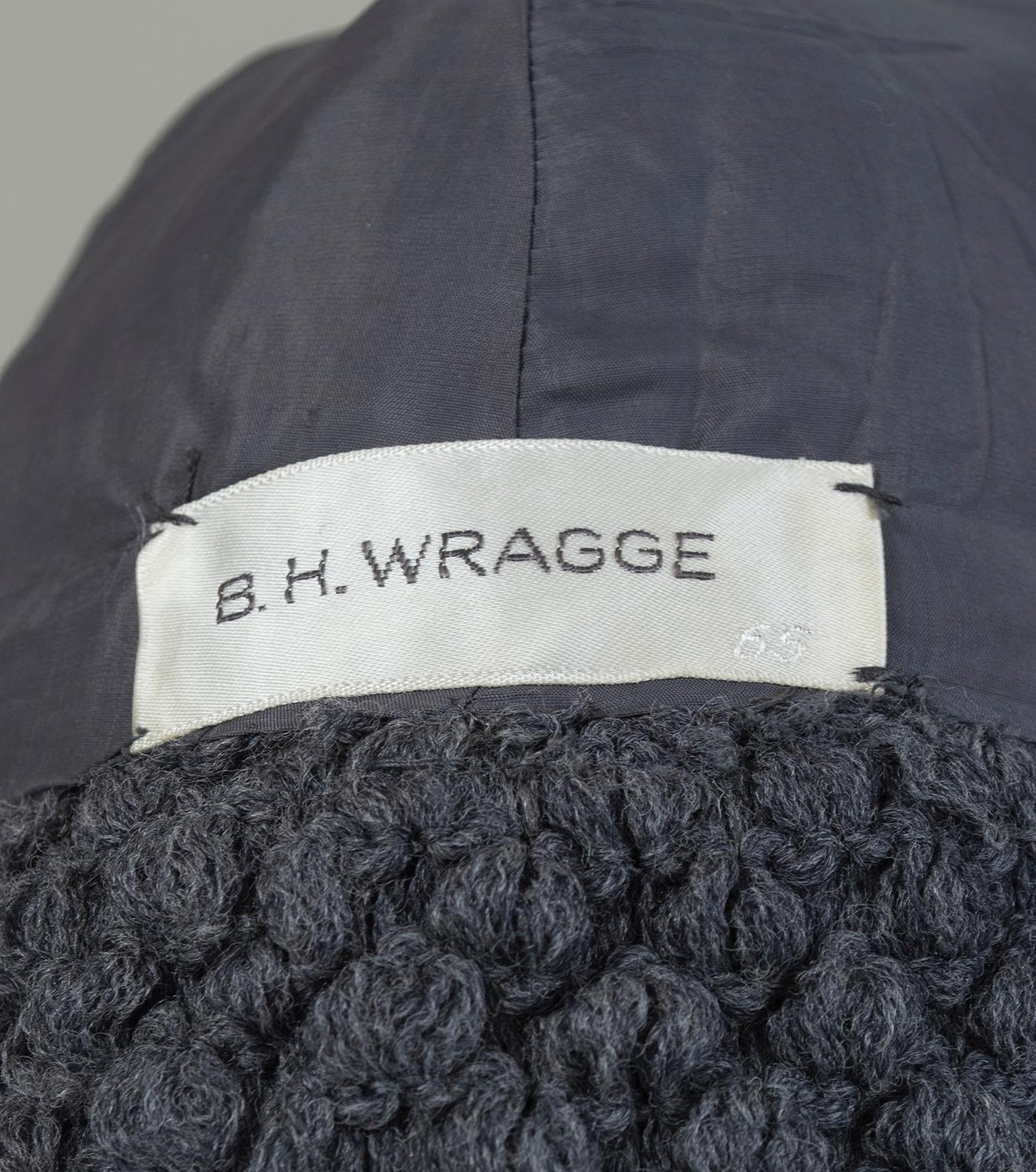 BH Wragge Holzkohlegrauer Strickhut mit Totenkopfkragen und Funkelkragen Dickey - M, 1965 im Angebot 1