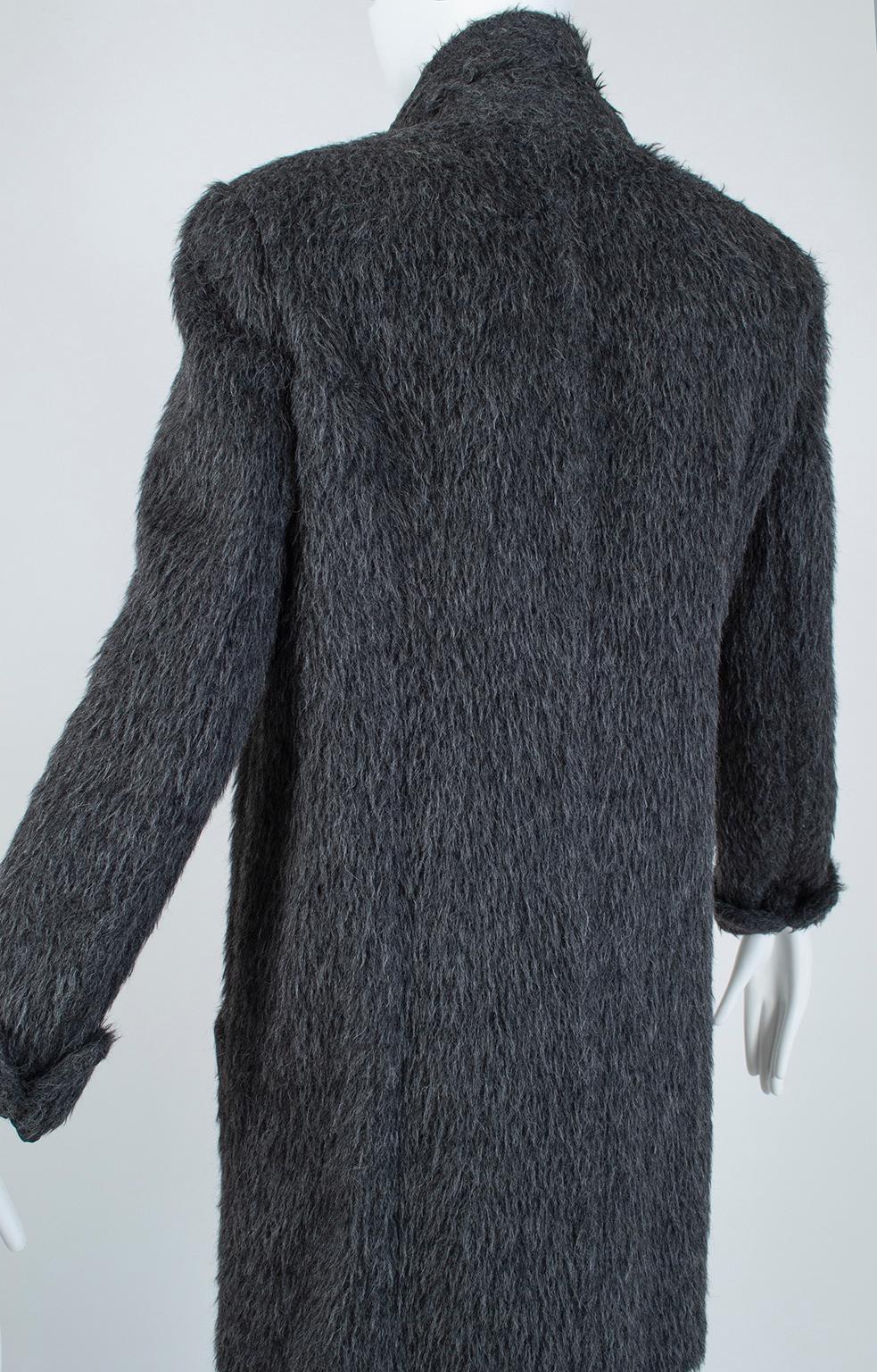 Women's Donna Karan Charcoal Gray Teddy Bear Cashmere and Alpaca Pant Suit - M, 1990s For Sale