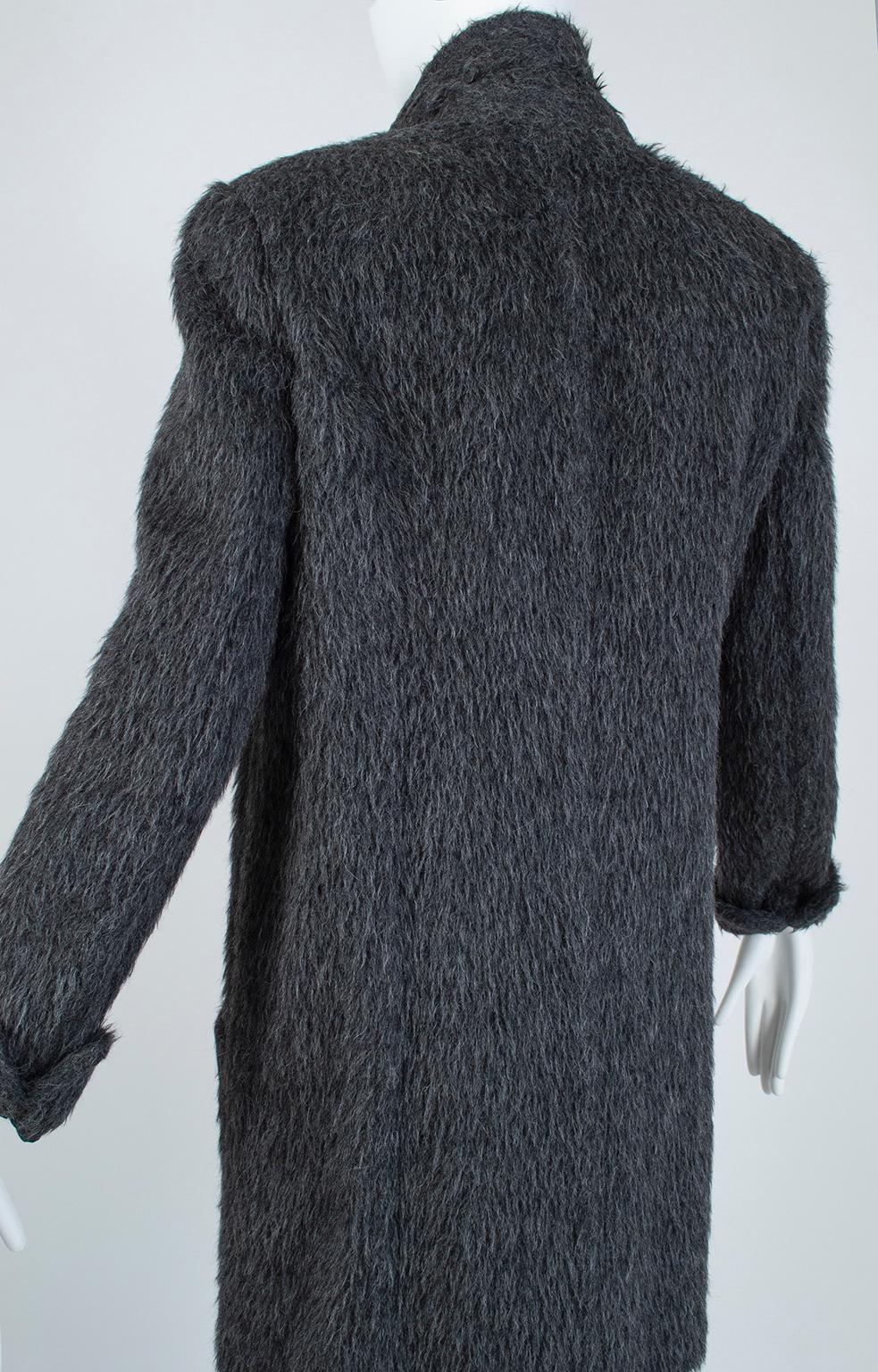 Women's Donna Karan Charcoal Gray Teddy Bear Cashmere and Alpaca Pant Suit - M, 1990s