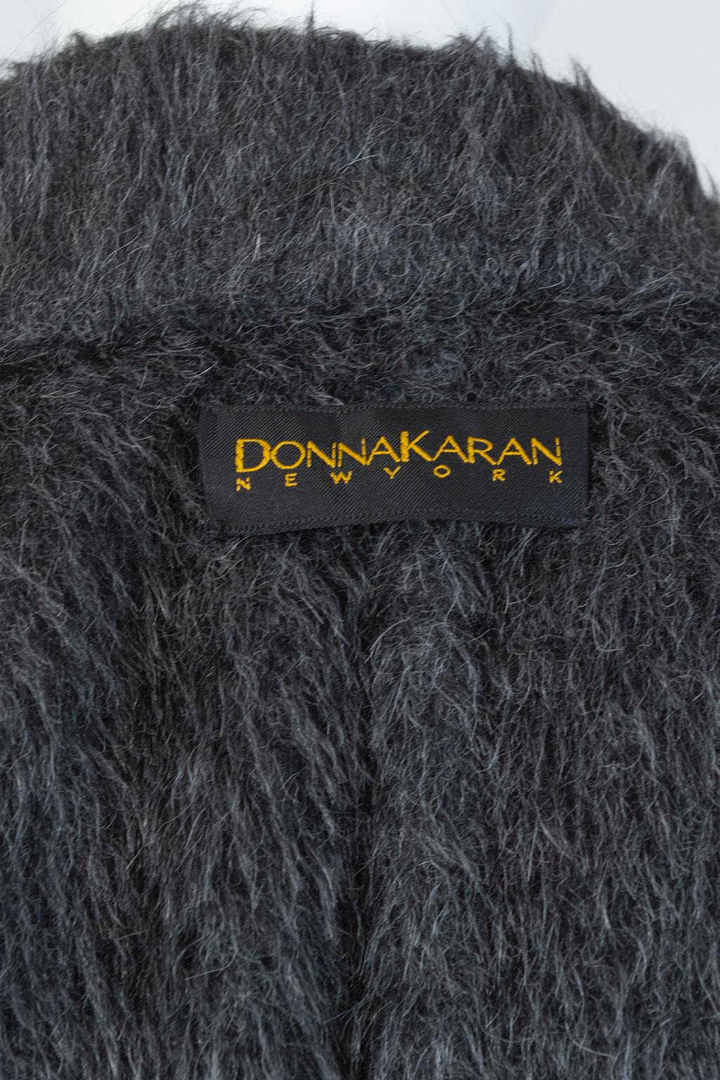 Donna Karan - Costume pantalon ours en cachemire et alpaga gris anthracite - Taille M, 1990 en vente 9