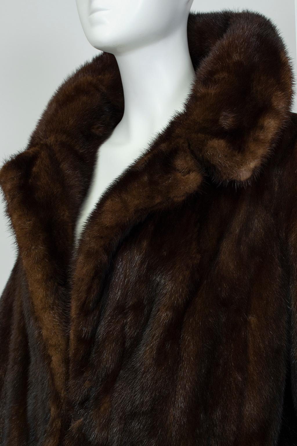 Black Mahogany Mink Chubby Fur Jacket with Oversize Collar, 1956