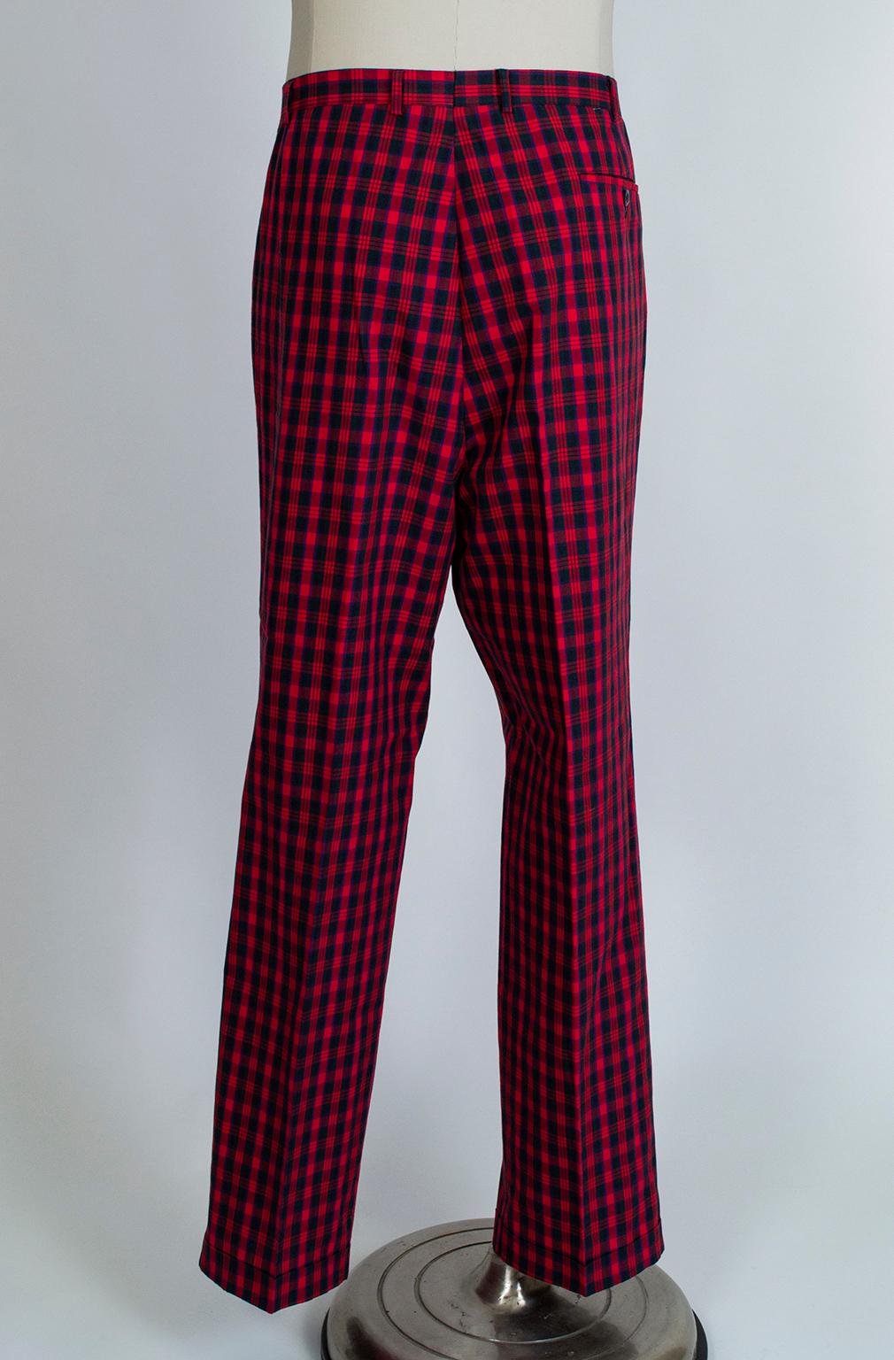 mens tartan trousers red