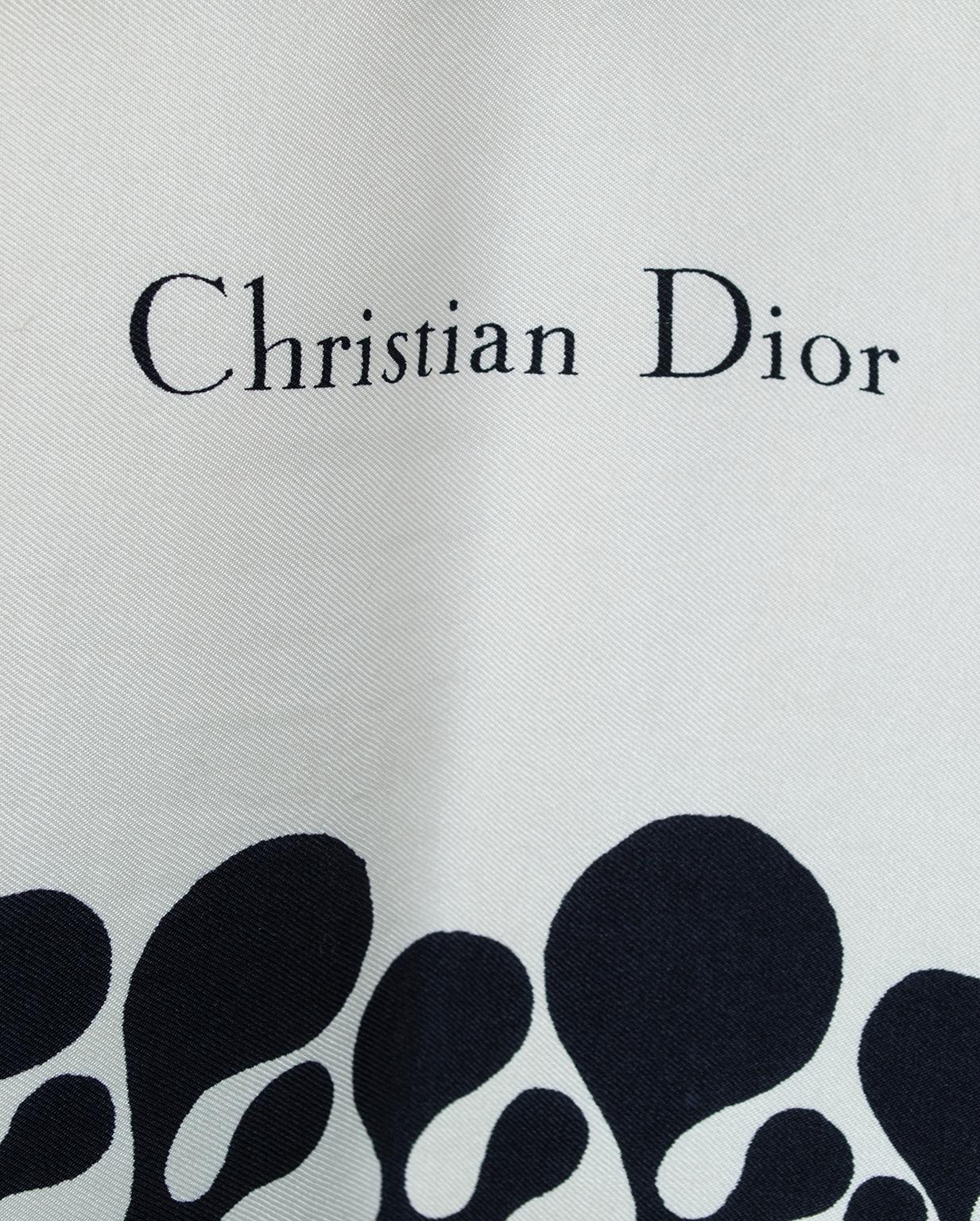 Black Christian Dior Modernist Square Silk Foulard Scarf, 1960s