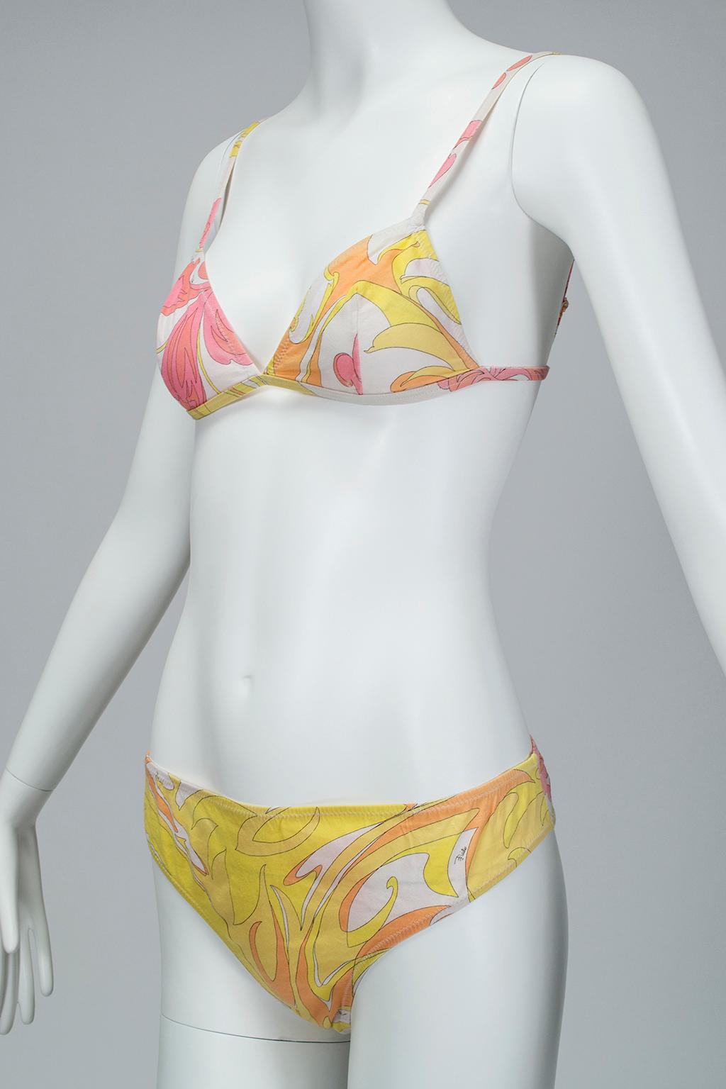 Emilio Pucci Rosa Gelb Psychedelic Lounge BH und Panty Set- S-M, 21. Jahrhundert im Zustand „Hervorragend“ im Angebot in Tucson, AZ